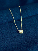 DOLORES - Stunning Necklace With Round CZ Stone Surrounded By Smaller CZs