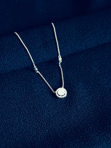 DOLORES - Stunning Necklace With Round CZ Stone Surrounded By Smaller CZs