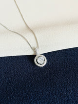 FRANCES - Dangle Round CZs Pendant Necklace In Silver