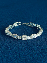 LIZZIE - 6.5" Repeat-Pattern Square CZ Bracelet In Silver