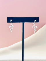 The Elara – Crystal Leaf Drop Earrings