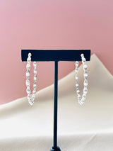 The Isabelle – Rose Gold Pearl Hoop Earrings