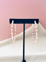 The Isabelle – Rose Gold Pearl Hoop Earrings