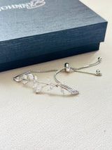 The Ivy – Silver Leaf Crystal Adjustable Bracelet