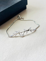 The Ivy – Silver Leaf Crystal Adjustable Bracelet