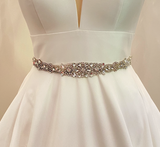 AURELIE - Flower-Centered Crystal Belt Sash In Silver
