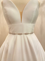 SCARLETT - Chain And Three Champagne Crystal Motif Belt Sash In Silver