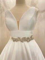 AVERY - Ornate Flower And Leaf Multi-Shaped Crystal Belt Sash In Silver