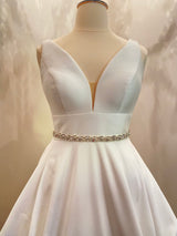 MYA - Simple Yet Sophisticated Crystal Belt Sash In Silver