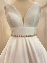 MYA - Simple Yet Sophisticated Crystal Belt Sash In Silver