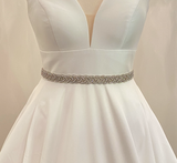 GEORGIE - Scalloped Crystal-Covered Belt Sash In Silver