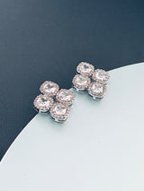 CALAIS - Four-crystal Stud Earrings In Silver - JohnnyB Jewelry