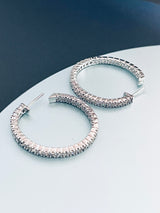 DELANEY - CZ Crystal Hoop Earrings In Silver - JohnnyB Jewelry