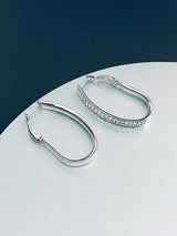 JESSAMY - Oval Crystal Hoop Earrings In Silver - JohnnyB Jewelry