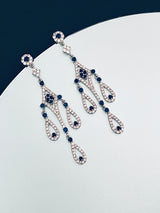 BARBARA - Dangle CZ Crystal Chandelier Earrings In Silver - JohnnyB Jewelry