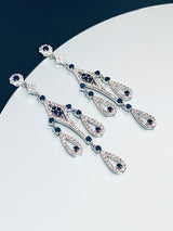 BARBARA - Dangle CZ Crystal Chandelier Earrings In Silver - JohnnyB Jewelry
