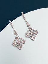 ANNA - Art Deco Style Round CZ Drop Earrings In Silver - JohnnyB Jewelry