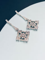 ANNA - Art Deco Style Round CZ Drop Earrings In Silver - JohnnyB Jewelry