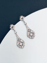 FRANCES - Round CZ Art Deco Style Drop Earrings - JohnnyB Jewelry