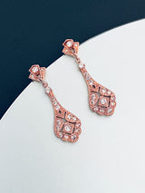 FRANCES - Round CZ Art Deco Style Drop Earrings - JohnnyB Jewelry