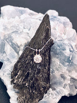 LUNA - Double Bale Solitaire Round Moissanite Necklace In Silver