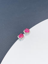 THAIS - Classic Round CZ Stud Earrings In Silver - JohnnyB Jewelry