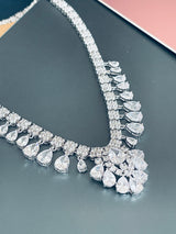 LARISSA - 16" Elaborate Multi-Shaped CZ Necklace In Silver - JohnnyB Jewelry