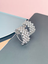 RACQUEL - Bold Multi-CZ Rope-Look Necklace With Matching Earrings In Silver - JohnnyB Jewelry