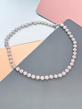 CONSTANCE - 16.5" Chic Choker-Style Necklace With Matching Stud Earrings In Silver