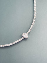 POET - CZ Choker Adjustable With Oval Center Stone Necklace In Silver