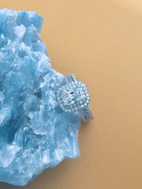 CORA - 1.75ct Emerlad-Cut With Round Stone Sterling Silver Ring In Silver - JohnnyB Jewelry