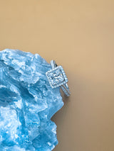 MELODY - 2ct Princess Cut Halo Bridal Engagement Ring In Silver - JohnnyB Jewelry