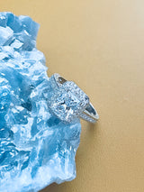 ZOEY - 2.5ct Emerald Sterling Silver CZ Ring In Silver - JohnnyB Jewelry