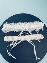 ELSA - 2Pcs Ivory Regal Ties Knot Garter