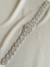 CRESSIDA - Multi-Shaped Crystal and Pearl Belt Sash In Silver