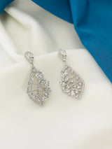 JANEICE - Modern Pave CZ Open-Design Drop Earrings In Silver