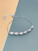 AMBERLY - Marquise CZ Adjustable Bracelet In Silver - JohnnyB Jewelry