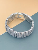 FABIOLA - Wide Multi-Layer Tennis-Style Bracelet In Silver - JohnnyB Jewelry