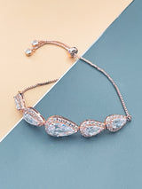 GIORDANA - Teardrop-Shaped CZ Stones Adjustable Bracelet In Rose Gold - JohnnyB Jewelry