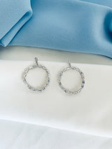 SYDNEY - Crystal Stud-Fastened Drop Hoop Earrings In Silver