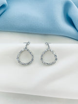 BREA - Crystal Stud-Fastened Drop Hoop Earrings In Silver