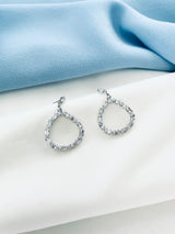 BREA - Crystal Stud-Fastened Drop Hoop Earrings In Silver