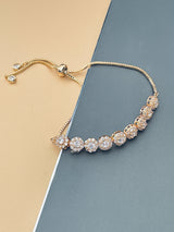 KEZIA - Round CZ Stones In Simple Setting Adjustable Bracelet - JohnnyB Jewelry