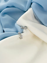 DAWNE - Modern Pave And Crystal Huggie Earrings In Silver