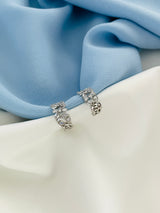 BROOKLYN - Multi-Crystal Modern Huggie Earrings In Silver