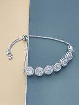 ONEIDA - Larger Round CZ Stones In Small Round CZ Setting Adjustable Bracelet - JohnnyB Jewelry