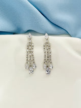 CASCADIA - Slim Chandelier With Triple Teardrop Earrings In Silver