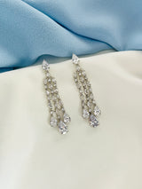 CASCADIA - Slim Chandelier With Triple Teardrop Earrings In Silver
