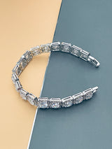 PIPER - 7" Larger Round CZ Stones In Square CZ Setting Bracelet In Silver - JohnnyB Jewelry