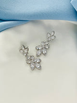 COLLETTE - Marquise Leaf-Shaped Crystal Drop Earrings In Silver